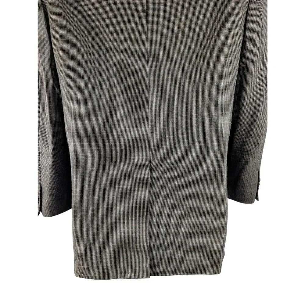 CHAPS! BLACK, CREAM & TAN GOLD MICROPLAID 100% FINE WOOL JACKET, BLAZER! SZ 40R